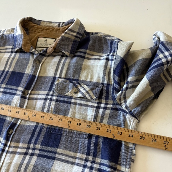 Legendary Whitetails Buck Camp Navy & Cream Plaid Flannel Shirt Mens XLT TALL - Picture 5 of 8